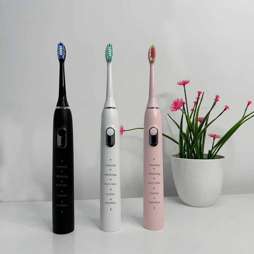 Shenzhen Manufacture Personalized Wireless Rechargeable Adult Ultrasonic Electronic Sonic Electric Toothbrush With 45000VPM