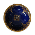 Jingdezhen Traditional Elegant Porcelain Sanitary Ware Round Dark Blue Gold Vanity Wash Basin Easy to Clean Bathroom Hand Basin