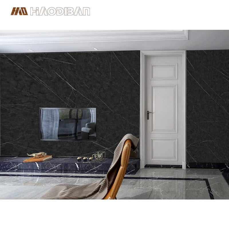 Easy to Install Carbon Crystal Marble 8mm Black WPC Wall Panel Bamboo Charcoal Wood Veneer