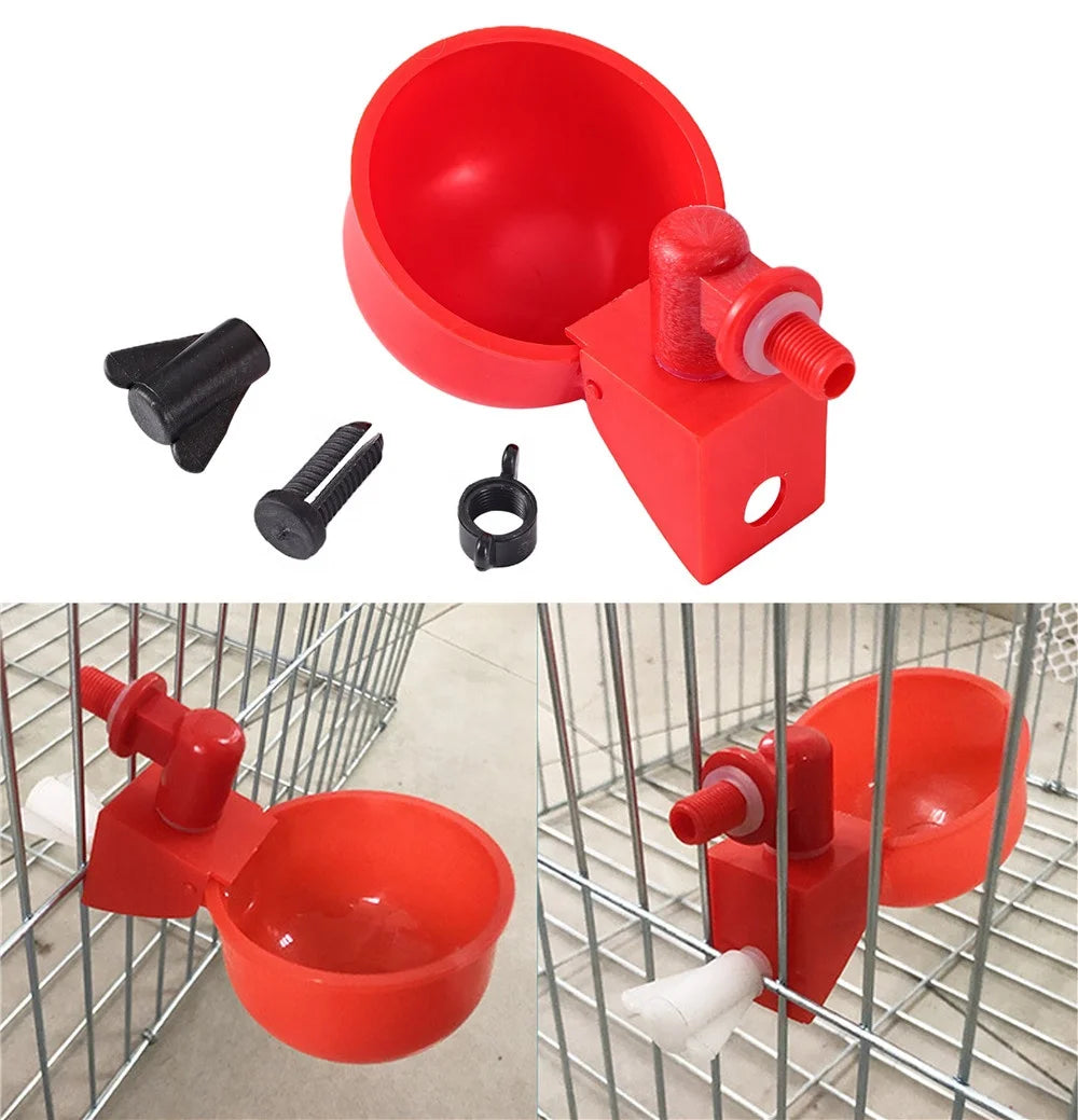 Automatic Chicken Water Cup Plastic Poultry Drinking Bowl for Poultry Quail Pigeon Bird Rabbit Cage