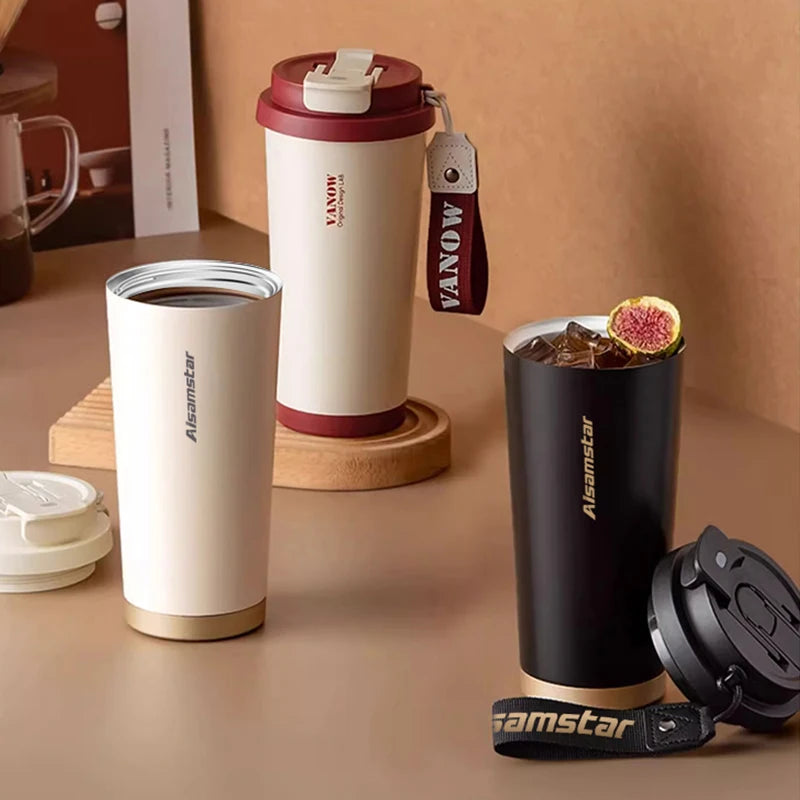 Aisamstar  Custom Logo Vacuum Insulated Double Wall Tumbler to Go Reusable Coffee Mugs Stainless Steel Coffee Mug Cup with Lid