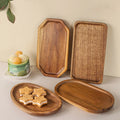 Acacia Wood Eco-Friendly Modern Luxury Rectangular Large Serving Trays & Platters for Food Charcuterie Appetizer Cheese Board