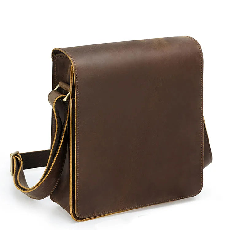 Tiding Vintage Genuine Leather Men Customized Casual Fashion New Shoulder Messenger Crossbody Bag Mini