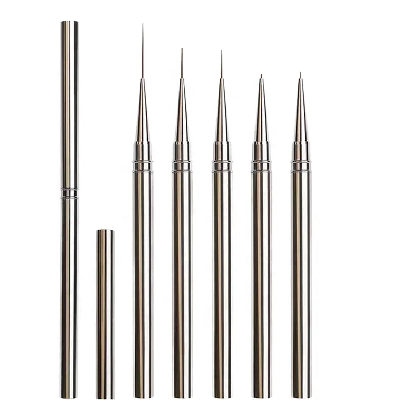 Nail Liner Brush Drawing Lines Stripe Painting Flower Brushes 6/9/12/15/18mm Metal Handle Pen Nail Art DIY Manicure Tools