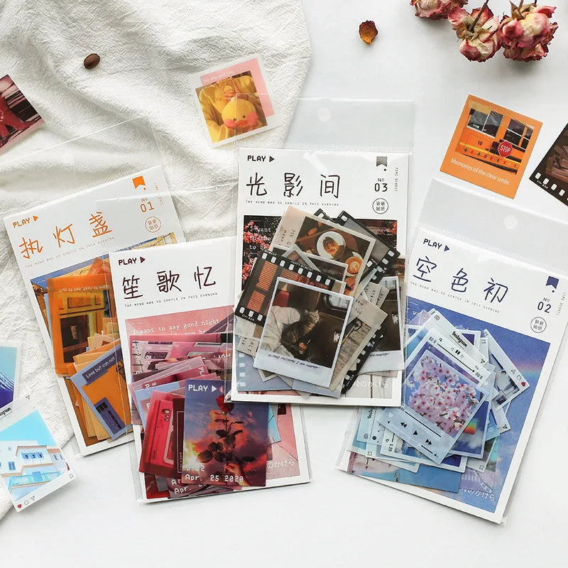 40pcs Per Pack Time Fragment Series Sticker Salt Fresh Handbook Material Decorative  PVC Sticker Hand Account Sticker