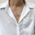 Pearl Beads Chain with Dice Pendant Necklace for Men and Women Silver Color Link Chain Necklace on the Neck 2024 Fashion Jewelry