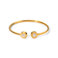 Simple Design 18K C-Shaped Open Zircon Stainless Steel Gold  Women Adjustable Cuff  Bangle Bracelets