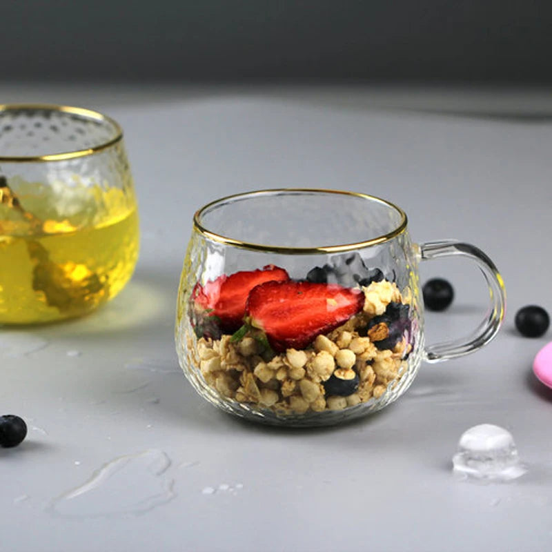 Golden Rim Edge Borosilicate Glass Drinking Cup Water Glass Cup With Gold Rim