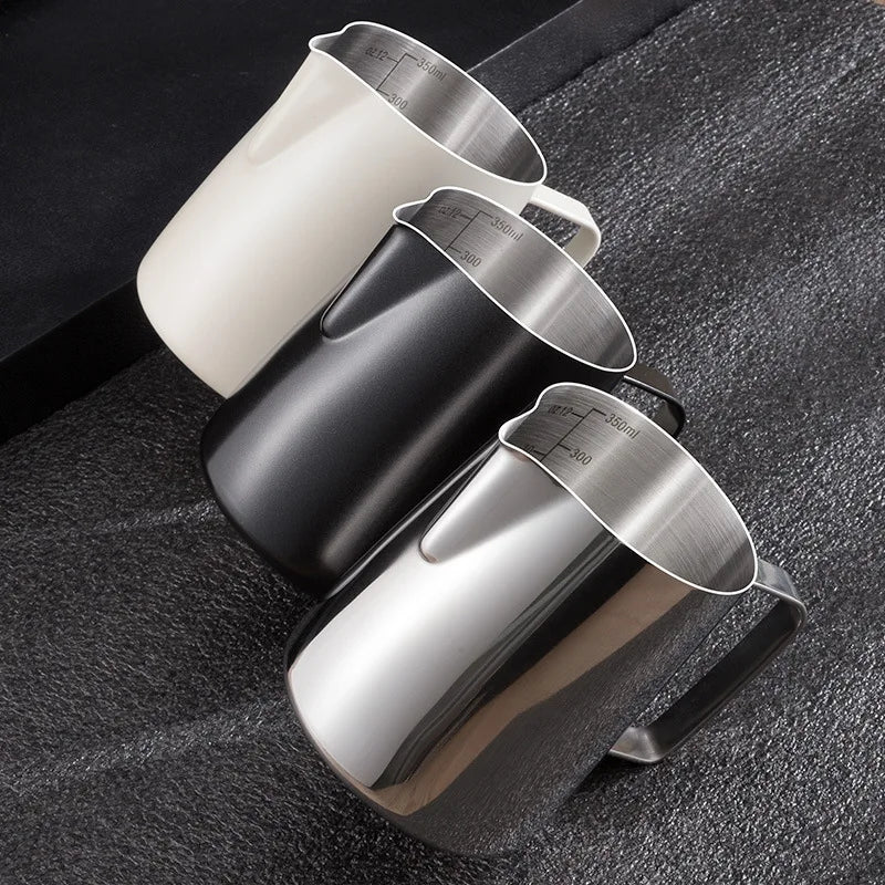 Direct Order 600ml/20 Oz Stainless Steel Pitcher Precise Measurement Markings Food Grade Espresso Use White/Black/Silver Color