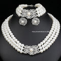 2025 Silver Plated Bride Jewelry Set Classic Style Pearl Necklace and Earrings for Wedding Party