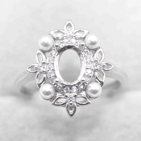 Semi Mount 5*7mm Sterling Silver Ring Empty Frame Blank Support Claws Setting S925 Base Hold Without Center Stone for DIY Inlay