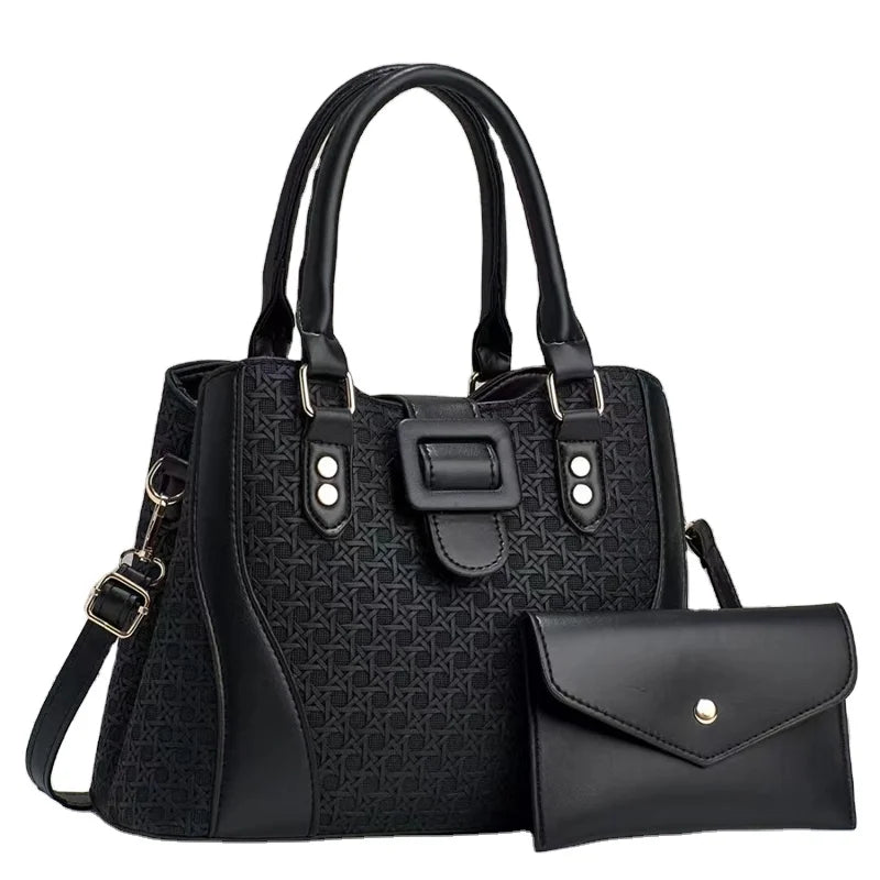 New Versatile Fashion Retro Two Piece Set Simple and Elegant Middle Aged Mom Style Handbags Ladies Bags