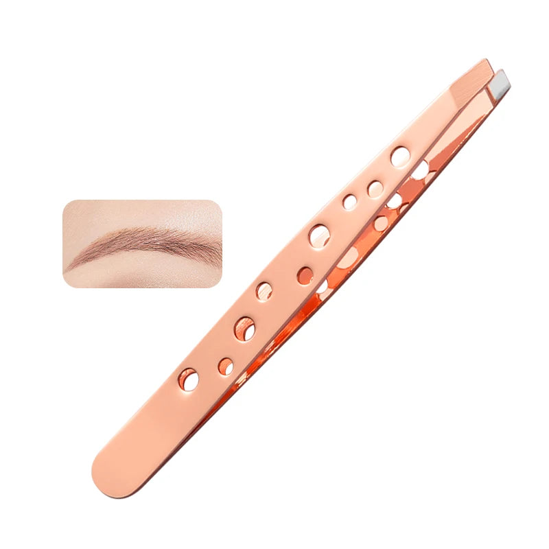 Eyebrow Extension Tweezers Curved Rose Gold Stainless Steel Eco-Friendly Slanted Tip Beauty Hair Removal Plucker