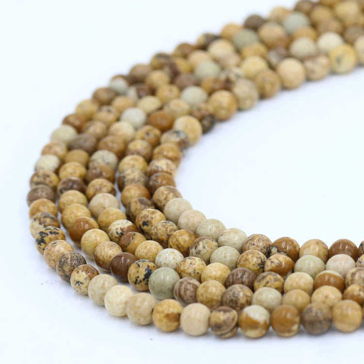 Wholesale Natural Stone Loose Bead Making Materials Picture Jasper Bead 4mm 6mm 8mm Round Gemstone Beads for Jewelry