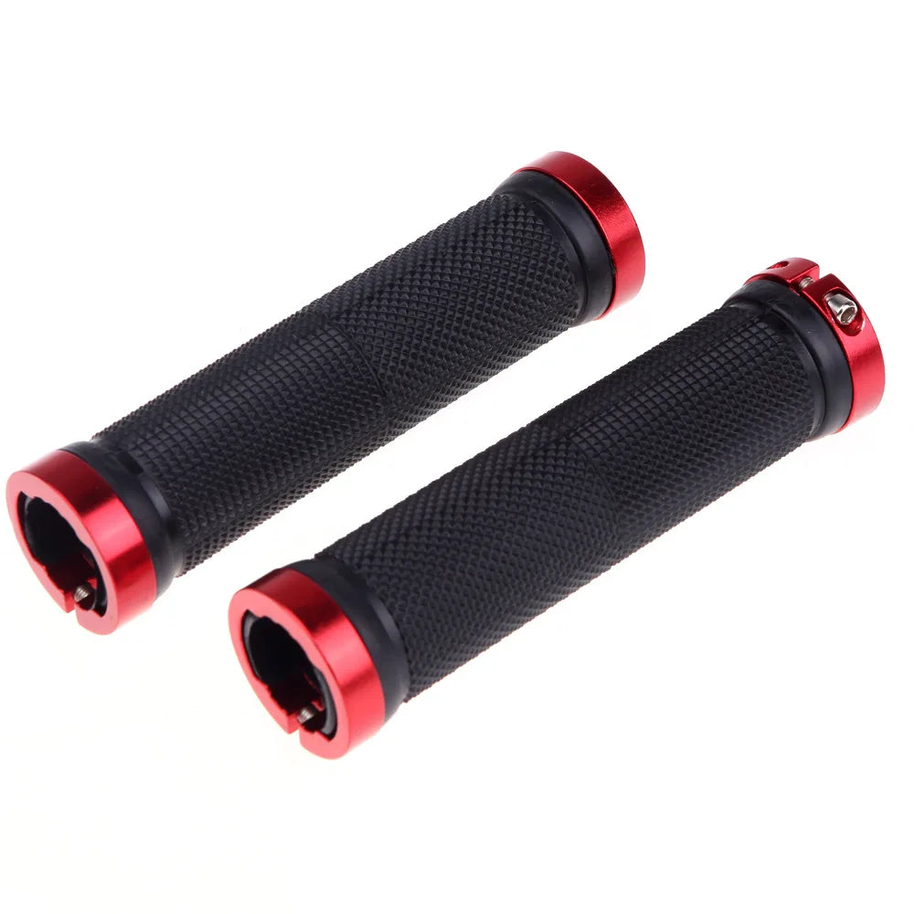 Ergonomic Lock-on Bicycle Handlebar Grips TPR Rubber Anti-Slip MTB Bike Grip Set for Mountain Bikes with Aluminum Alloy Rings