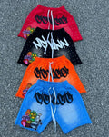 Custom High Waist Cotton Shorts Eco-Friendly Hip Hop Beach Board Gym Shorts Canvas Print Casual Style Dark Washed Decorations