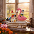 Flamingo & Gnomes Resin Crafts Statue Garden Ornaments Hand-painted Colorful Design Indoor/Outdoor Decor Figurines