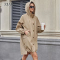 2025 Spring Windproof Rain Coat Khaki Color Women Trench Coat Fashion Style Hooded Long Trench Coat Women