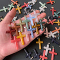 Wholesale Mixed Natural Sandstone Unakite Meditation Clear Quartz Crystal Moss Agate Cross Pendants