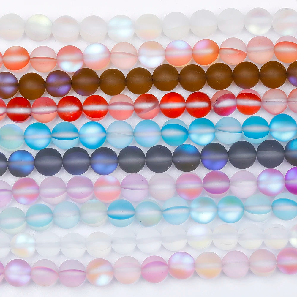Colorful Crystal Glass Glitter Frosted Natural Stone Beads for Bracelets Necklace Jewelry Diy Making