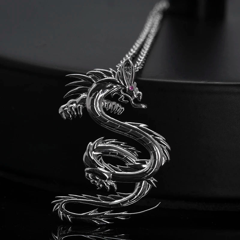 NO MOQ Fashion Mens Necklace Dragon Pendant 925 Sterling Silver Necklace
