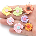 Cute Resin New Daisy Flower Charm for Earrings Necklaces Bracelets DIY Handmade Jewelry Accessories 20x23/25x30mm W372
