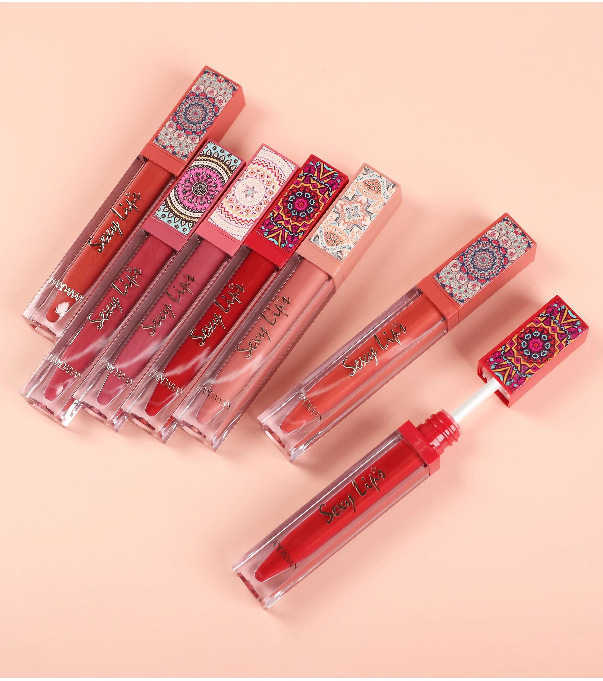 Hot HANDAIYAN New Lipstick Bohemian Style Matte Non-stick Cup Waterproof Long-lasting Lip Glaze Moisturizing Lip Gloss Wholesale