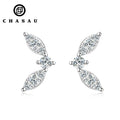 0.17cttw Full D Color Moissanite Piercing Ear Jewelry 925 Sterling Silver Lovely Mini Leaf-shape Earrings for Women