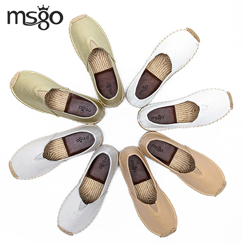 The Women Cheap Popular Texture Colorful PU Jute Soft Insole Elastic Basic Espadrilles Flat Shoes