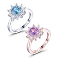 Tonglin Fashion Design Sterling Silver 925 Gemstone Jewelry Ring Colorful Stones Rose Quartz Ring