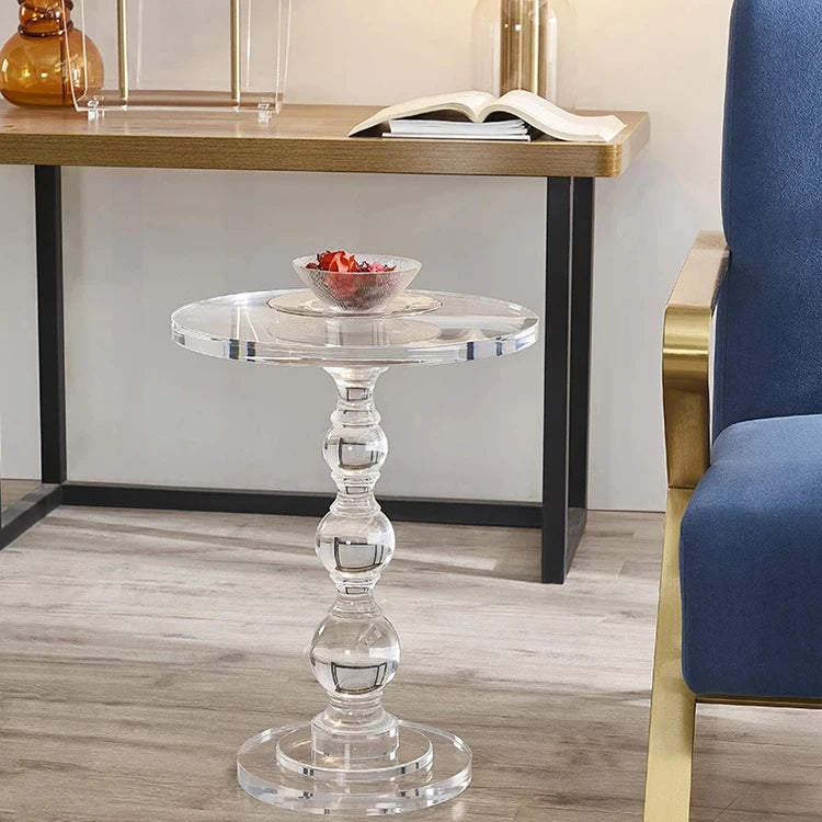 Italian Style Clear Acrylic Roman Column Coffee Table Minimalist Metal Furniture for Living Room Kitchen New Home Furnishing