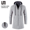 Liu Ming Men's Thick Warm Fleece Cardigan Winter Trending Casual Windbreaker Jackets with Zipper Closure Knitted Sweater Hooded