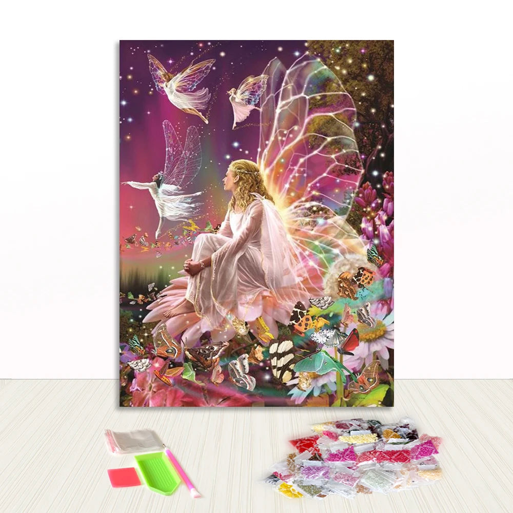 Hot Selling Fairy Butterfly Handmade Full Round Drill Diamond Painting Canvas for Fun