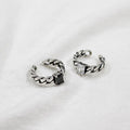 925 Sterling Silver Antique Ring Black Agate Chain Opening Personalized Ring Personalized New Trend