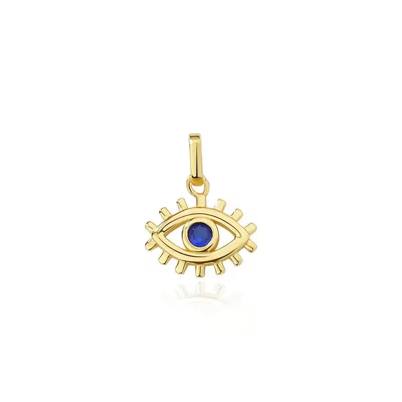 2024 Fashion Turkish Jewelry Accessories Plated Blue Zircon Evil Pendant Charms for Necklace 925 Silver Necklace for Women