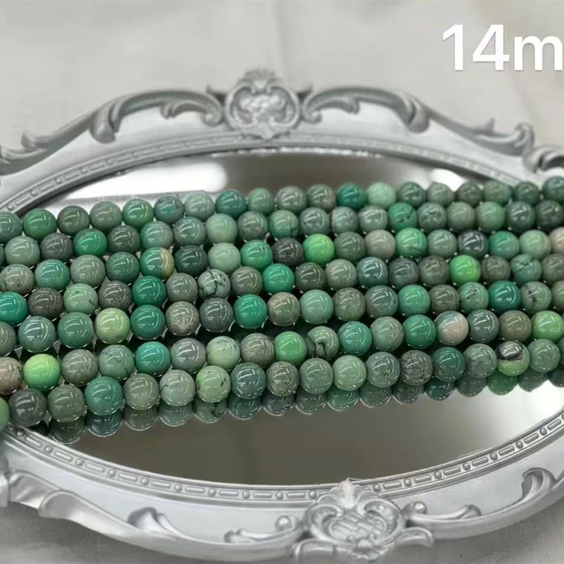 Wholesale Natural Stone Beads 14mm 8mm Beads Green Grass Agate Plated Round Beads for Jewelry Making