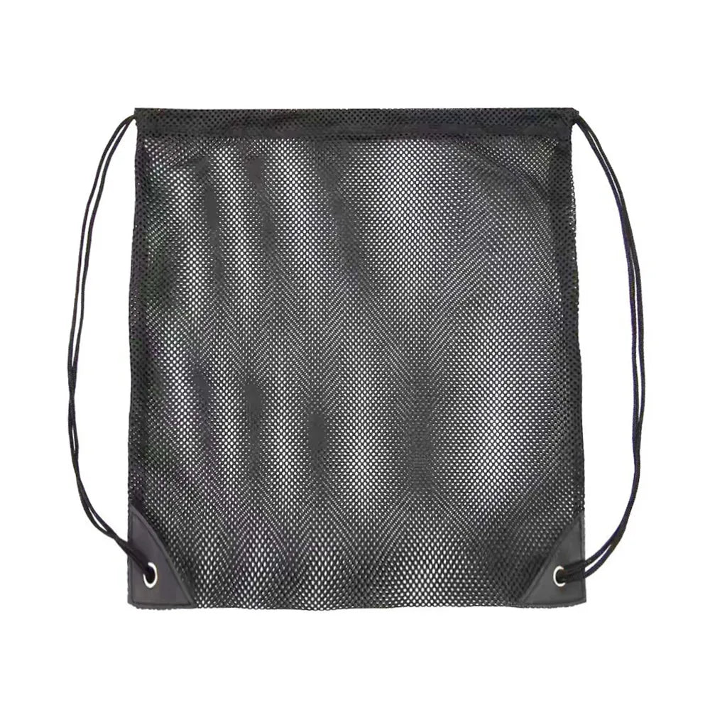 Fashion Mesh Breathable Drawstring Backpack for Beach Travel Fitness Swimming Football Basketball Shopping Shoulder Tote Net Bag
