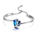 Fashion Jewelry 925 Sterling Silver Rhodium Plated Zircon Crystal Heart Cuff Bracelet