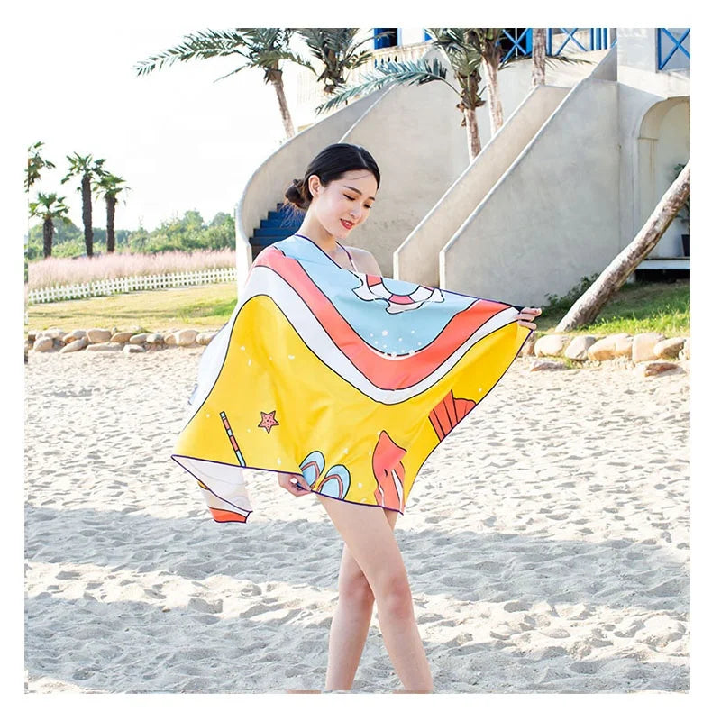 Summer Fast Shipping Free Design Custom Children Quick Dry Sand Free Microfiber Suede Beach Towel