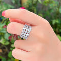5 Layers Round Cubic Zirconia Stone Paved Luxury Adjustable Tennis Rings Jewelry Female Wedding Party Gift Accessories
