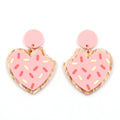 ERS390ER1639 New Arrival Custom Unisex Drop Heart Cookie Pattern Rounded Rectangle Diamond Free Valentine's Day