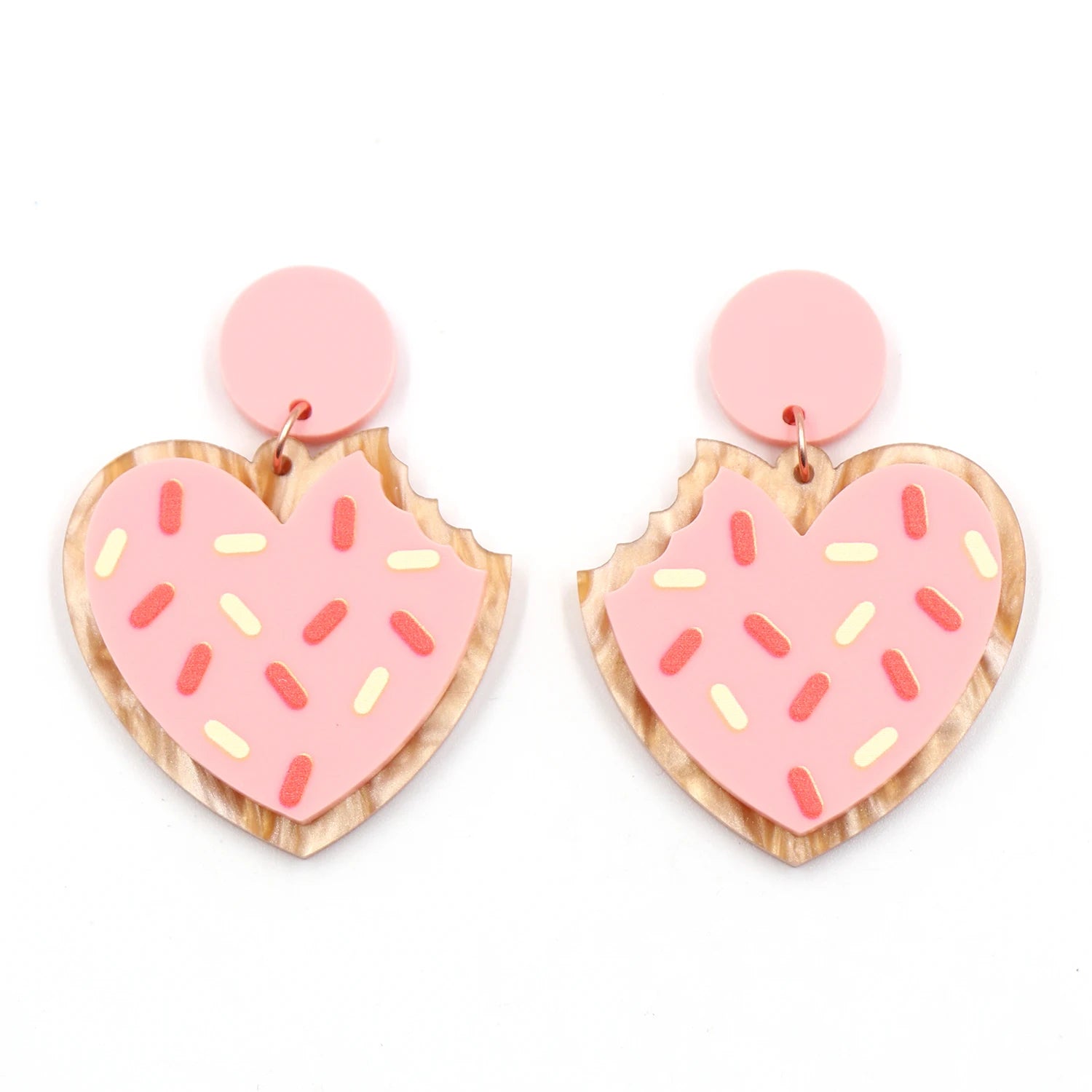 ERS390ER1639 New Arrival Custom Unisex Drop Heart Cookie Pattern Rounded Rectangle Diamond Free Valentine's Day