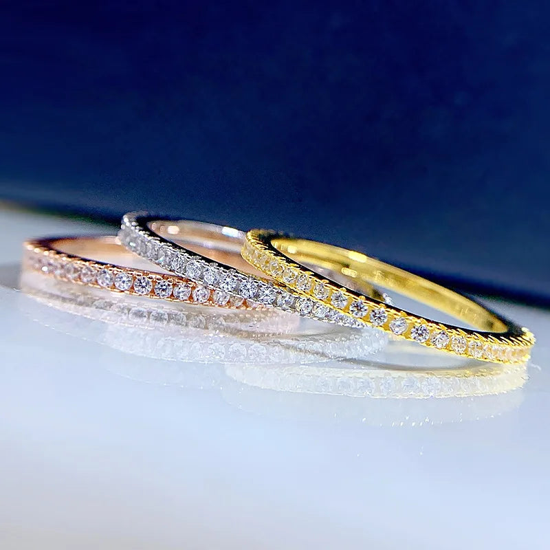 Jewelry Suppliers Can Customize Minimalist S925 Sterling Silver Zircon Rings With Full Diamonds