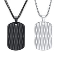 Custom LOGO Men Punk Necklace Designer Geometric Engraved Stripes Stainless Steel Dogtag Pendant Chain Necklace PN-1920