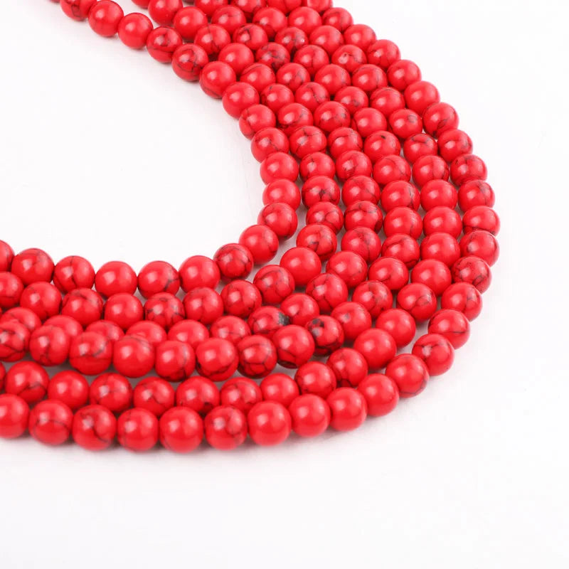 Wholesale Synthetic Red Turquoise Stone Loose Round Beads for Jewelry Making