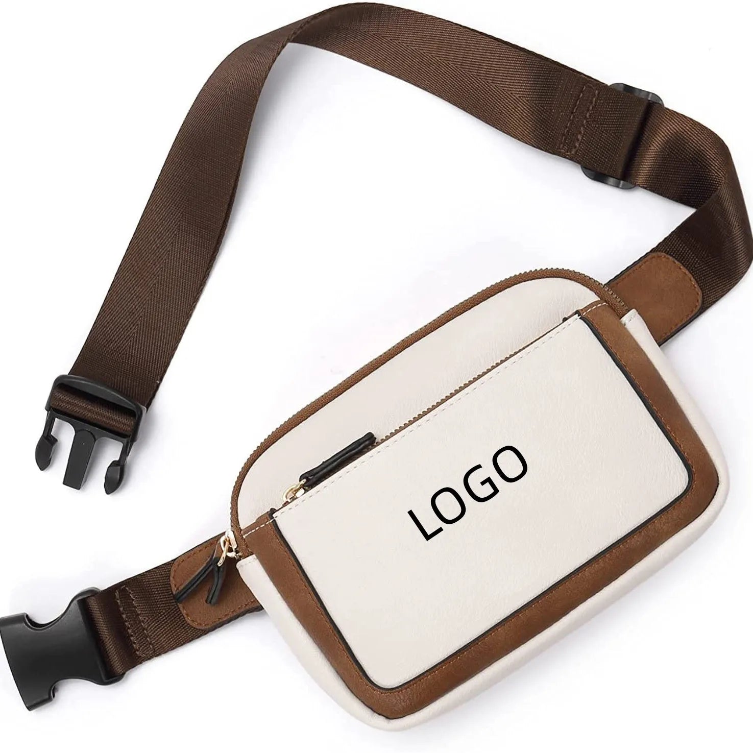 Hot Sale PU Shoulder Crossbody Phone Smooth Zipper Removable Clip Sports Waterproof Wholesale Custom Belt Waist Bag