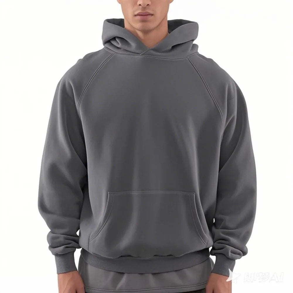 Men's 600GSM French Terry Raglan Puff Pattern Hoodie Custom Logo Oversized Drop Shoulder Sweatshirt Winter Embroidered Hoodie