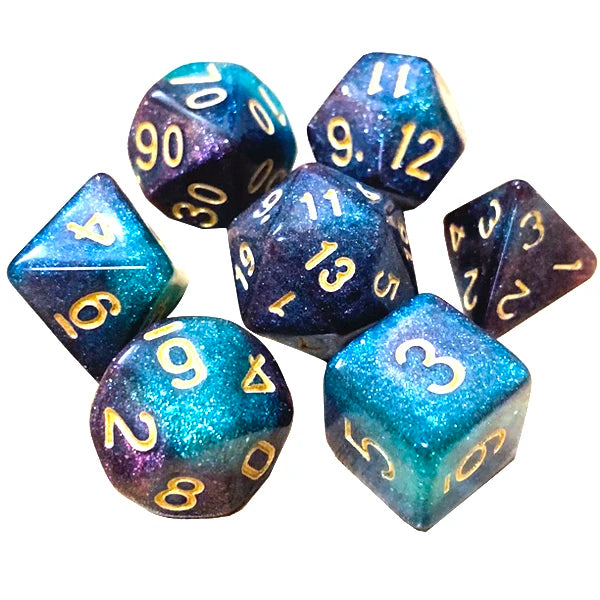 Yusun 50 Polyhedral Galaxy Dice for DND Board Games 16mm Plastic Resin Guaranteed 4-20 Sides Round YSA-5 Packaged in Opp Bag