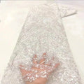 White Beaded Ivory Guipure Lace Fabric for Wedding Evening Dress