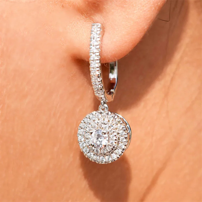 Huitan Wholesale Low Price Dainty Novelty Bridal Earrings Women Sparkling Pave Setting Diamond Cubic Zirconia Drop Earrings